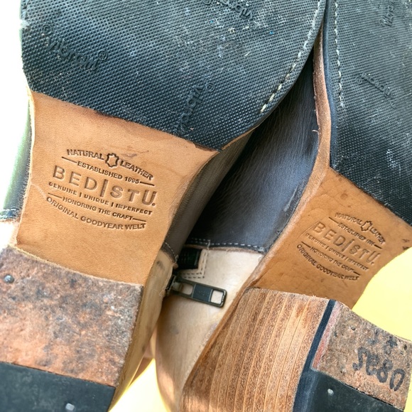 BED STU Isla two toned leather ankle booties boots heels 8.5 distressed - Picture 10 of 12